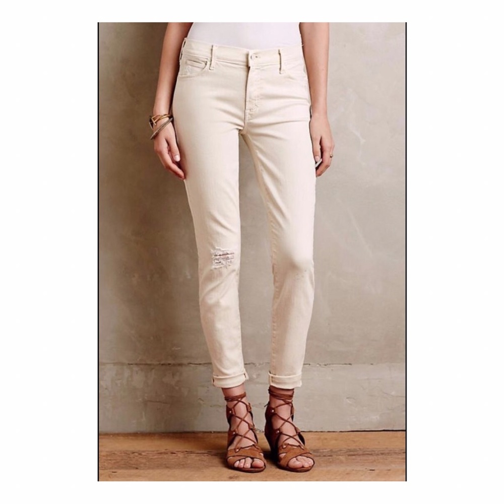 Anthropologie Cream Skinny Jeans